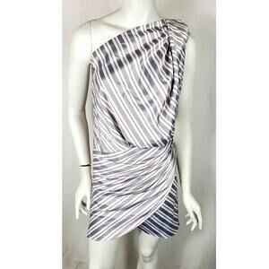 Striped One-Shoulder Mini Dress